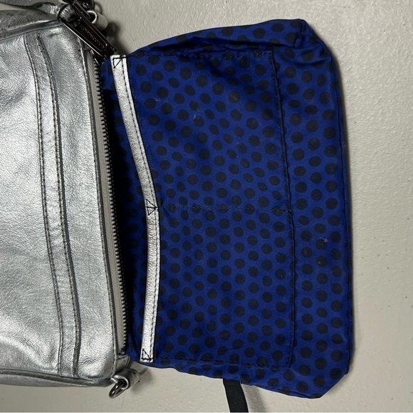 REBECCA Minkoff Mini Mac Metallic Silver Distressed Leather Chain Crossbody Bag - Picture 9 of 16